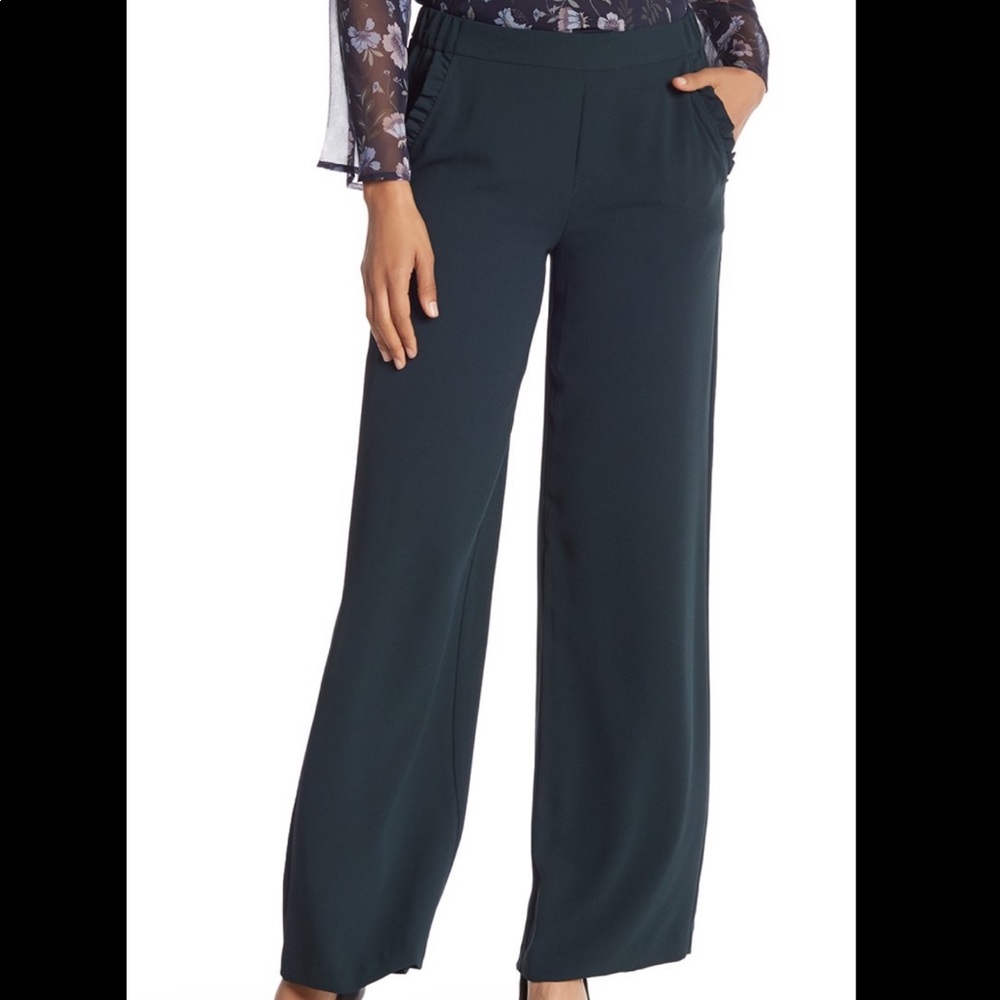 CeCe by Cynthia Steffens solid ruffle trim pant
